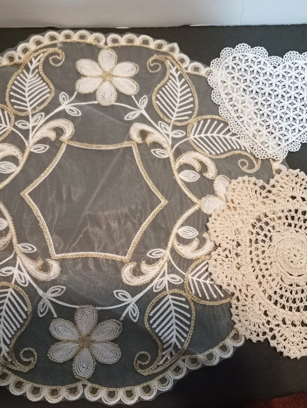 Doilies R Back! Elegant White and Beige Lace Doilies - Home Dining Table Accents